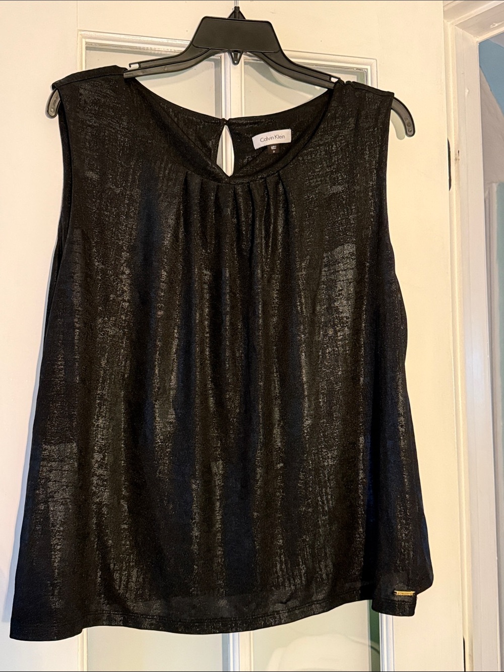 Calvin Klein Black Shimmery Keyhole Sleeveless Camisole